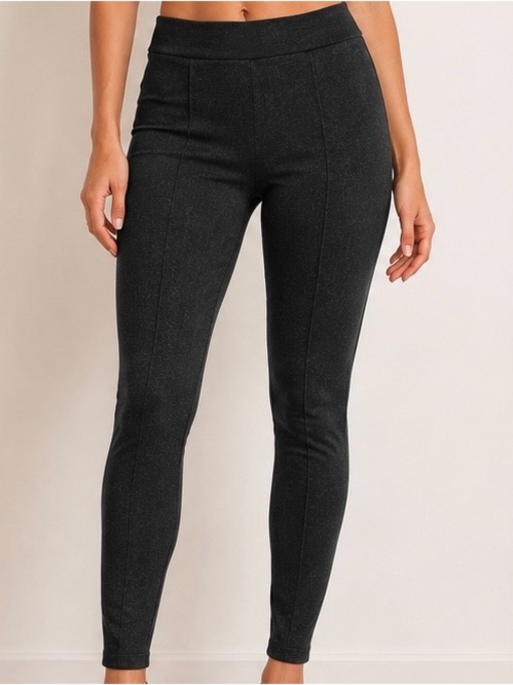 INC faux suede animal print heathered black leggings stretchy skinny pants Sz 8